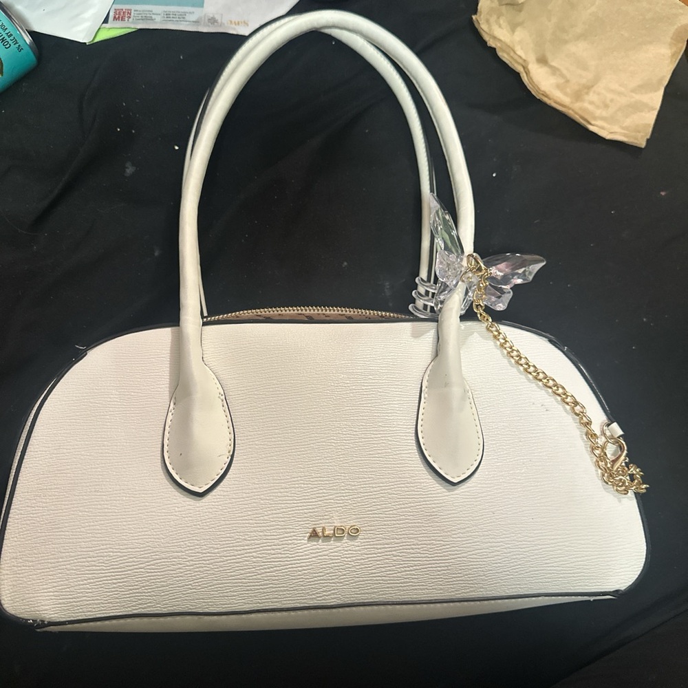 Aldo Cream Shoulder Bag with Butterfly Accent